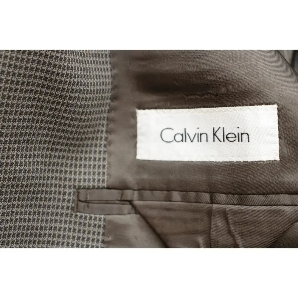 Calvin Klein Blazer Mens 42L Brown 100% Wool Peak Label